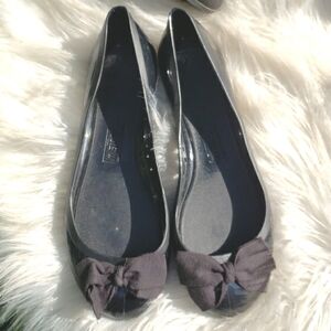 J.CREW Black Jelly Bow Ballet Flats Size 7